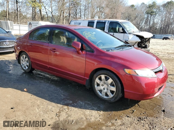2007 Honda Civic Sdn LX with VIN 1HGFA16567L031733, listed as a Copart auction lot 43745454 with 182,708 mi miles and Salvage Title. Bid and sale history available at carsss.com. Image 4.