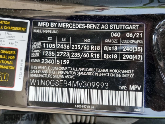 2021 Mercedes-Benz GLC 300 z VIN W1N0G8EB4MV309993, wystawiony jako Copart lot #59123265 z przebiegiem 50 418 mil mil oraz Szkoda całkowita • Salvage title. Historia ofert i sprzedaży dostępna na DreamBid. Obrazek 13.