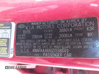 2016 Kia Forte LX with VIN KNAFK4A6XG5558849, listed as a IAAI auction lot 42115950 with 171,839 mi miles and . Bid and sale history available at carsss.com. Image 9.