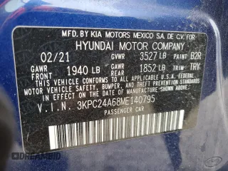 2021 Hyundai Accent SE with VIN 3KPC24A68ME140795, listed as a Copart auction lot 49110505 with 65,960 mi miles and Salvage Title. Bid and sale history available at carsss.com. Image 15.