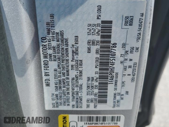 2015 Ford Fusion SE with VIN 1FA6P0H74F5107786, listed as a Copart auction lot 68279754 with 132,970 mi miles and Salvage Title. Bid and sale history available at DreamBid. Image 14.