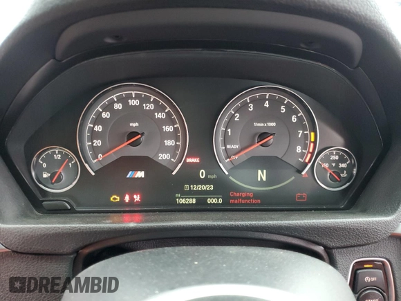 2015 BMW M3 with VIN WBS3C9C54FP805394, listed as a Copart auction lot 81572603 with 106,288 mi miles. Bid and sale history available at carsss.com. Image 9.