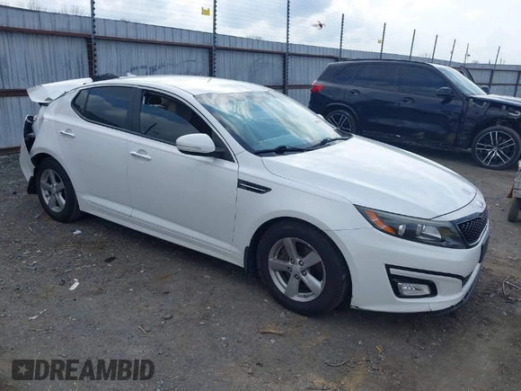 2014 Kia Optima LX with VIN 5XXGM4A71EG313635, listed as a IAAI auction lot 38894516 with 95,852 mi miles. Bid and sale history available at carsss.com. Image 1.