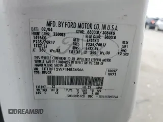 2004 Ford F-150 XL с VIN 1FTRF12W74NB36566, выставлен на аукционе Copart как лот 59766165 с пробегом 168 020 миль миль и Списание • Salvage title. История ставок и продаж доступна на DreamBid. Изображение 12.