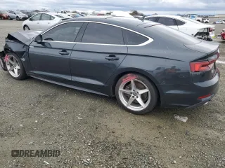 2018 Audi A5 Sportback Premium with VIN WAUDNCF51JA046873, listed as a Copart auction lot 43598815 with 43,297 mi miles and Salvage Title. Bid and sale history available at carsss.com. Image 2.