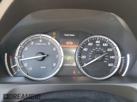 2015 Acura TLX Advance with VIN 19UUB3F76FA001028, listed as a Copart auction lot 55284625 with 110,674 mi miles and Salvage title. Bid and sale history available at DreamBid. Image 9.