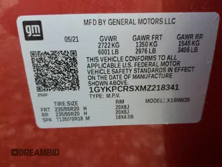 2021 Cadillac XT6 Premium Luxury with VIN 1GYKPCRSXMZ218341, listed as a Copart auction lot 56046145 with 35,270 mi miles and Salvage title. Bid and sale history available at DreamBid. Image 13.