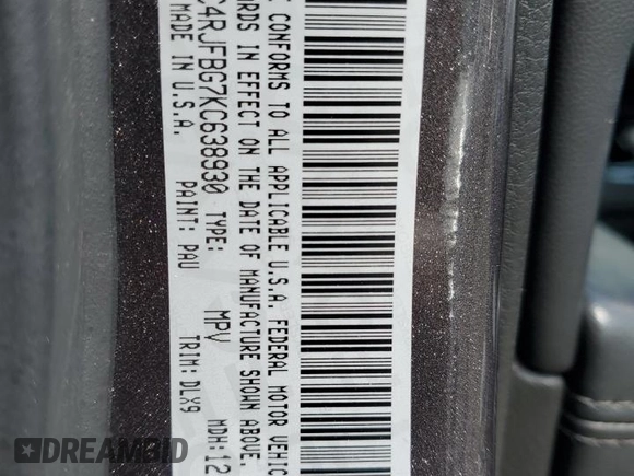 2019 Jeep Grand Cherokee Limited with VIN 1C4RJFBG7KC638930, listed as a Copart auction lot 54989895 with 103,637 mi miles and Salvage title. Bid and sale history available at DreamBid. Image 13.