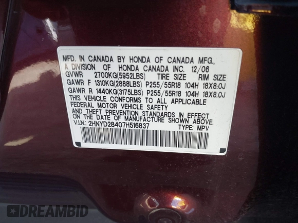 2007 Acura MDX Technology with VIN 2HNYD28407H516837, listed as a IAAI auction lot 42141237 with 214,940 mi miles and . Bid and sale history available at DreamBid. Image 9.