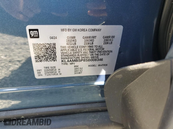 2025 Buick Encore GX Preferred z VIN KL4AMBSP8SB008346, wystawiony jako Copart lot #53697535 z przebiegiem 3 190 mil mil oraz Szkoda całkowita • Salvage title. Historia ofert i sprzedaży dostępna na DreamBid. Obrazek 12.