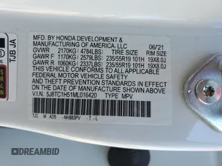 2021 Acura RDX Technology with VIN 5J8TC1H51ML016420, listed as a Copart auction lot 47013545 with 26,164 mi miles and Salvage title. Bid and sale history available at DreamBid. Image 13.