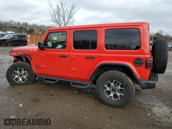 2021 Jeep Wrangler Unlimited Rubicon with VIN 1C4HJXFN6MW820324, listed as a Copart auction lot 85169434 with 48,391 mi miles and Salvage Title. Bid and sale history available at DreamBid. Image 2.