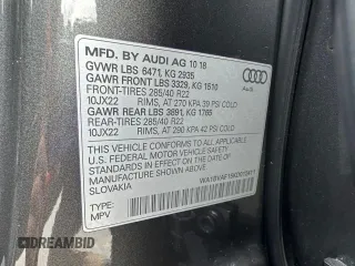 2019 Audi Q8 Premium Plus z VIN WA1BVAF15KD012411, wystawiony jako Copart lot #57753065 z przebiegiem 79 676 mil mil oraz Czysty tytuł • Clean title. Historia ofert i sprzedaży dostępna na DreamBid. Obrazek 10.