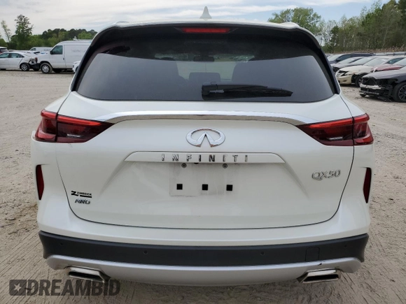 2019 Infiniti QX50 Essential with VIN 3PCAJ5M38KF121754, listed as a Copart auction lot 53316185 with 50,966 mi miles and Salvage title. Bid and sale history available at DreamBid. Image 6.