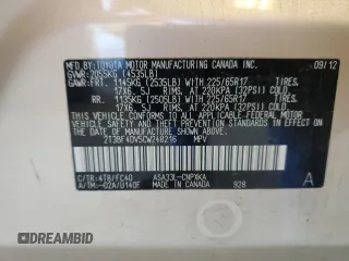 2012 Toyota RAV4 with VIN 2T3BF4DV5CW248216, listed as a Copart auction lot 46490805 with 117,737 mi miles and Salvage title. Bid and sale history available at DreamBid. Image 13.