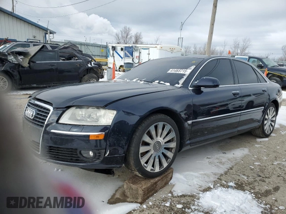 2007 Audi A8 z VIN WAULV44E27N023317, wystawiony jako Copart lot #41465715 z przebiegiem Nie podano mil oraz Szkoda całkowita • Salvage title. Historia ofert i sprzedaży dostępna na DreamBid. Obrazek 1.