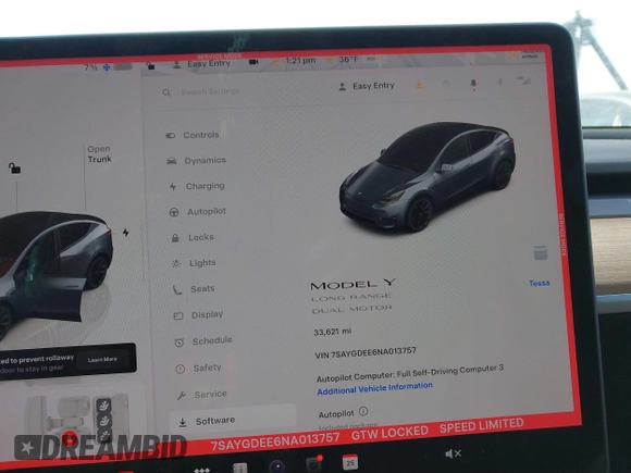 2022 Tesla Model Y Long Range z VIN 7SAYGDEE6NA013757, wystawiony jako IAAI lot #41364867 z przebiegiem 33 621 mil mil oraz . Historia ofert i sprzedaży dostępna na DreamBid. Obrazek 18.