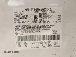 2012 Ford Explorer Limited with VIN 1FMHK8F86CGA71252, listed as a IAAI auction lot 42405951 with 188,510 mi miles and . Bid and sale history available at DreamBid. Image 9.