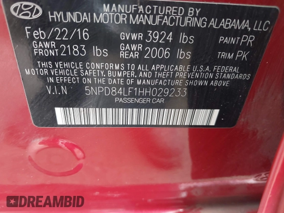 2017 Hyundai Elantra Limited with VIN 5NPD84LF1HH029233, listed as a IAAI auction lot 42079825 with 70,652 mi miles and . Bid and sale history available at DreamBid. Image 9.