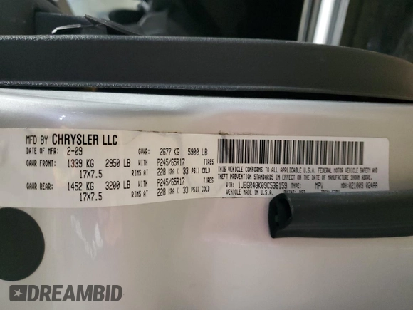 2009 Jeep Grand Cherokee Laredo with VIN 1J8GR48K09C536159, listed as a Copart auction lot 54050465 with 0 mi miles and Salvage Title. Bid and sale history available at carsss.com. Image 14.