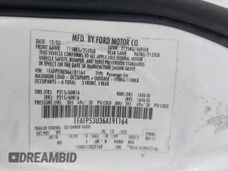 2006 Ford Taurus SE with VIN 1FAFP53U36A191164, listed as a IAAI auction lot 41768627 with 190,277 mi miles. Bid and sale history available at carsss.com. Image 9.