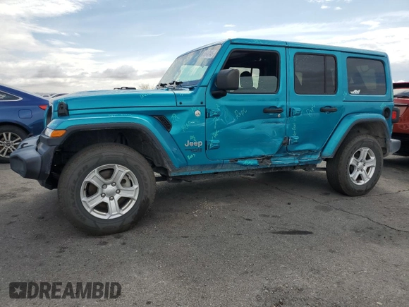 2019 Jeep Wrangler Unlimited Sport S with VIN 1C4HJXDG0KW602803, listed as a Copart auction lot 55640145 with 64,906 mi miles and Salvage title. Bid and sale history available at DreamBid. Image 1.