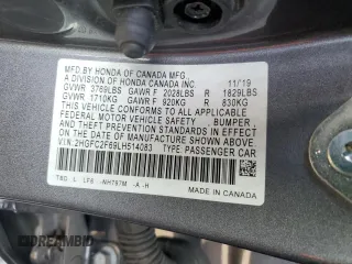 2020 Honda Civic Sedan LX with VIN 2HGFC2F69LH514083, listed as a Copart auction lot 48256985 with 78,900 mi miles and Salvage Title. Bid and sale history available at carsss.com. Image 12.