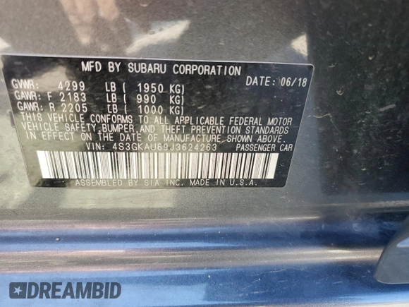 2018 Subaru Impreza Limited with VIN 4S3GKAU69J3624263, listed as a Copart auction lot 53510195 with 98,614 mi miles and Salvage title. Bid and sale history available at DreamBid. Image 13.
