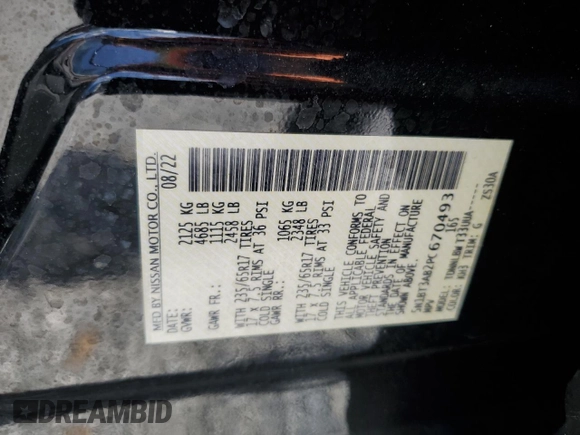 2023 Nissan Rogue S with VIN 5N1BT3AB2PC670493, listed as a Copart auction lot 47650165 with Not provided miles and Non repairable. Bid and sale history available at DreamBid. Image 16.