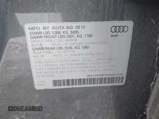 2013 Audi Q5 Premium with VIN WA1CFAFP2DA081938, listed as a IAAI auction lot 42088589 with 136,173 mi miles. Bid and sale history available at carsss.com. Image 9.