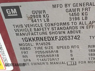 2015 GMC Acadia SLE with VIN 1GKKRNEDXFJ263742, listed as a IAAI auction lot 41513912 with 168,560 mi miles and . Bid and sale history available at DreamBid. Image 9.