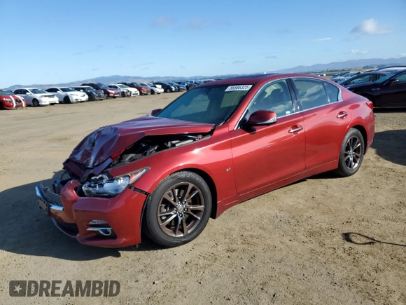 2015 Infiniti Q50 Premium with VIN JN1BV7AP7FM355136, listed as a Copart auction lot 56586325 with 101,384 mi miles and Salvage title. Bid and sale history available at DreamBid. Image 1.