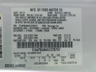 2016 Ford Mustang V6 with VIN 1FA6P8AM6G5228707, listed as a IAAI auction lot 41322180 with Not Provided miles and . Bid and sale history available at carsss.com. Image 9.