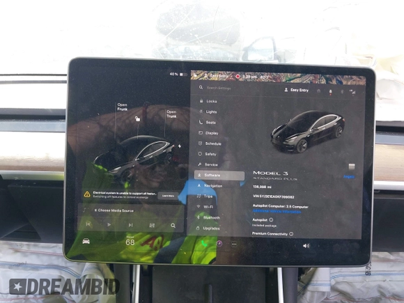 2019 Tesla Model 3 Mid Range with VIN 5YJ3E1EA0KF399082, listed as a IAAI auction lot 41697100 with 138,998 mi miles and . Bid and sale history available at carsss.com. Image 7.