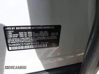 2016 BMW X5 xDrive35i with VIN 5UXKR0C57G0P26663, listed as a IAAI auction lot 41769670 with 1 mi miles. Bid and sale history available at carsss.com. Image 9.