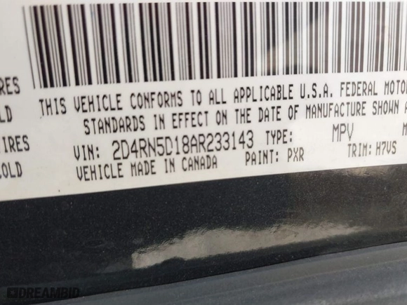 2010 Dodge Grand Caravan SXT with VIN 2D4RN5D18AR233143, listed as a IAAI auction lot 41880502 with 145,356 mi miles. Bid and sale history available at carsss.com. Image 9.