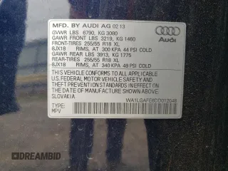 2013 Audi Q7 Premium Plus with VIN WA1LGAFE6DD012048, listed as a Copart auction lot 51781455 with 158,040 mi miles and Salvage title. Bid and sale history available at DreamBid. Image 13.