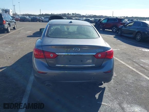 2014 Infiniti Q50 Premium with VIN JN1BV7AR6EM684135, listed as a IAAI auction lot 41407774 with 89,352 mi miles. Bid and sale history available at carsss.com. Image 16.