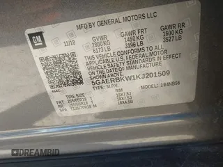 2019 Buick Enclave Essence with VIN 5GAERBKW1KJ201509, listed as a IAAI auction lot 41355665 with 85,047 mi miles and . Bid and sale history available at carsss.com. Image 9.