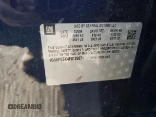 2015 Cadillac CTS RWD with VIN 1G6AP5SX4F0129071, listed as a Copart auction lot 87152944 with 126,724 mi miles and Salvage title. Bid and sale history available at DreamBid. Image 13.