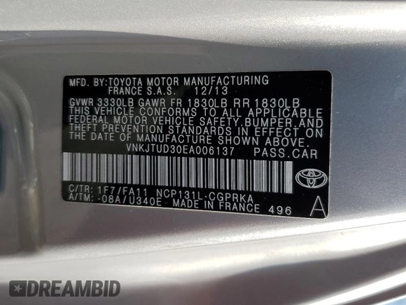 2014 Toyota Yaris L with VIN VNKJTUD30EA006137, listed as a Copart auction lot 72061304 with 104,664 mi miles and Salvage Title. Bid and sale history available at carsss.com. Image 15.