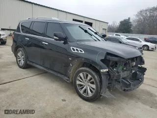 2017 Infiniti QX80 with VIN JN8AZ2NF9H9645499, listed as a Copart auction lot 45890285 with 164,470 mi miles and Salvage Title. Bid and sale history available at carsss.com. Image 4.