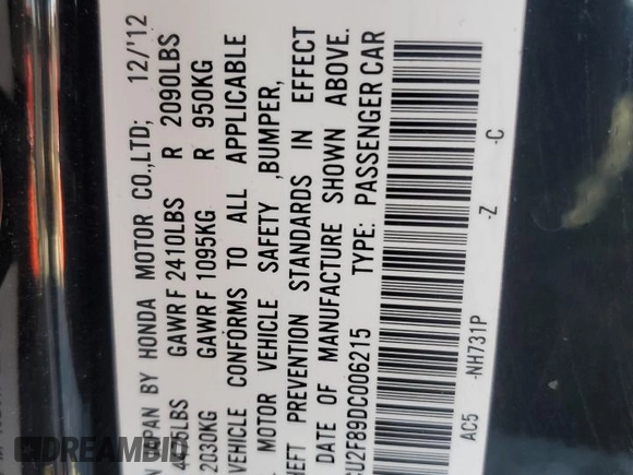 2013 Acura TSX Special Edition с VIN JH4CU2F89DC006215, выставлен на аукционе Copart как лот 89063495 с пробегом 238 412 миль миль и Списание • Salvage title. История ставок и продаж доступна на DreamBid. Изображение 14.