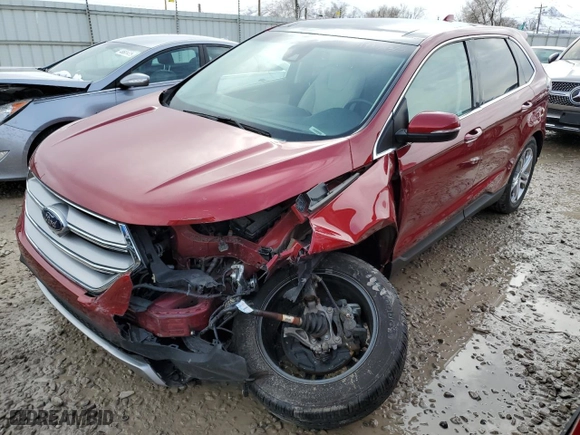 2015 Ford Edge Titanium with VIN 2FMPK4K93FBC20702, listed as a Copart auction lot 49304305 with 0 mi miles and Salvage Title. Bid and sale history available at carsss.com. Image 1.