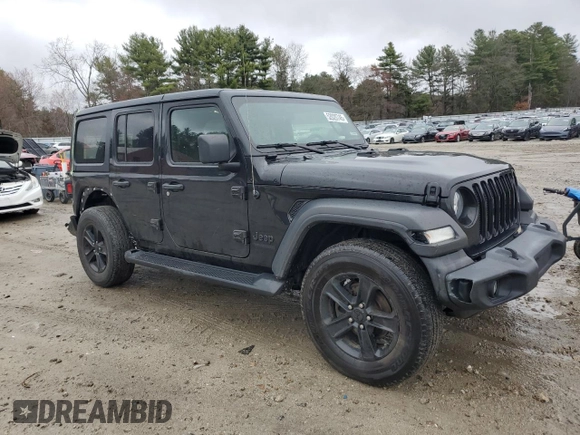 2021 Jeep Wrangler Unlimited Willys with VIN 1C4HJXDN2MW796669, listed as a Copart auction lot 52020745 with 46,826 mi miles and Salvage Title. Bid and sale history available at DreamBid. Image 4.