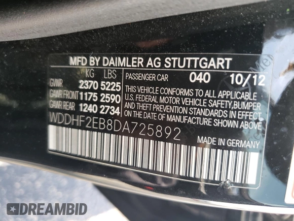 2013 Mercedes-Benz E-Class E 350 Luxury BlueTEC with VIN WDDHF2EB8DA725892, listed as a Copart auction lot 64178354 with 110,264 mi miles and Salvage Title. Bid and sale history available at carsss.com. Image 14.