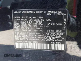 2025 Volkswagen Atlas SE with VIN 1V2WR2CAXSC519735, listed as a IAAI auction lot 42014761 with 2,957 mi miles and . Bid and sale history available at DreamBid. Image 9.