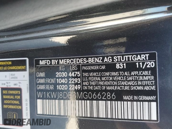 2021 Mercedes-Benz C 300 z VIN W1KWJ8DB3MG066286, wystawiony jako Copart lot #87467674 z przebiegiem 36 856 mil mil oraz Szkoda całkowita • Salvage title. Historia ofert i sprzedaży dostępna na DreamBid. Obrazek 13.