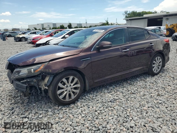 2015 Kia Optima EX with VIN 5XXGN4A71FG409750, listed as a Copart auction lot 64105865 with 313,992 mi miles and Salvage title. Bid and sale history available at DreamBid. Image 1.