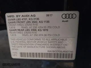 2018 Audi Q3 Premium with VIN WA1BCCFS5JR007740, listed as a IAAI auction lot 41763415 with 73,934 mi miles. Bid and sale history available at carsss.com. Image 9.